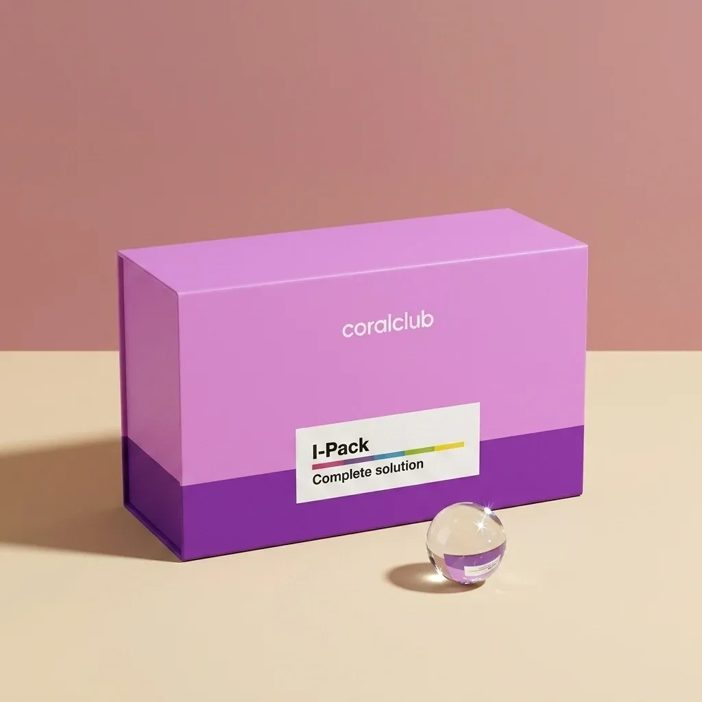 Immunity Pack in a purple box with a clear capsule on a beige surface.